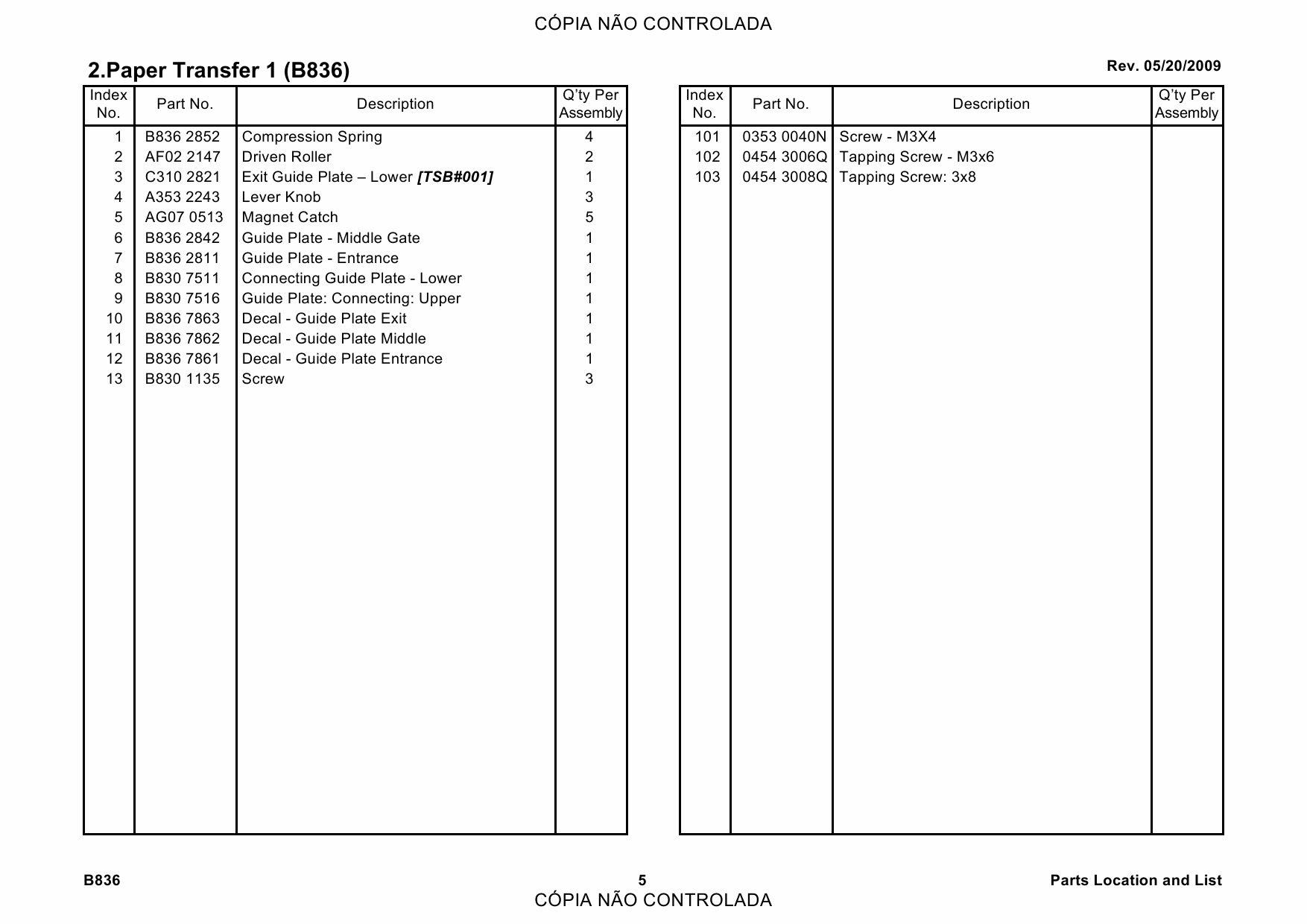 RICOH Options B836 BOOKLET-FINISHER-BK5000 Parts Catalog PDF download-2